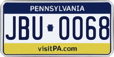 PA license plate JBU0068