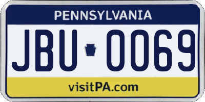PA license plate JBU0069