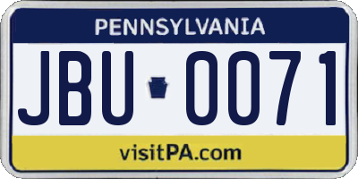 PA license plate JBU0071