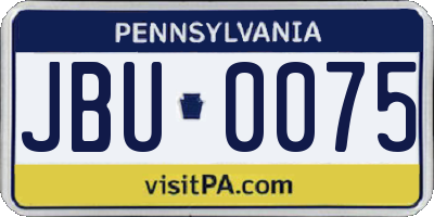 PA license plate JBU0075