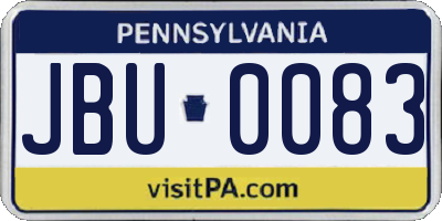 PA license plate JBU0083