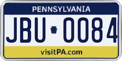 PA license plate JBU0084