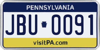 PA license plate JBU0091