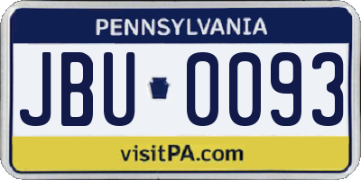 PA license plate JBU0093