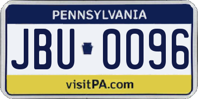 PA license plate JBU0096