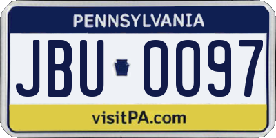 PA license plate JBU0097