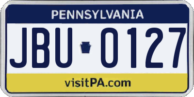 PA license plate JBU0127