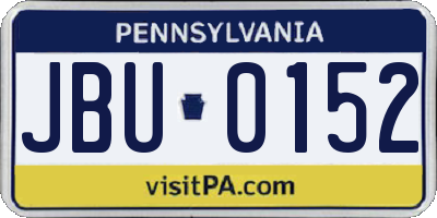 PA license plate JBU0152