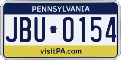 PA license plate JBU0154