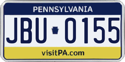 PA license plate JBU0155