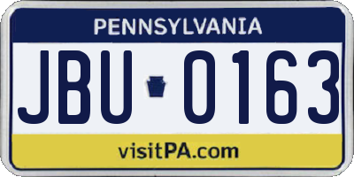 PA license plate JBU0163