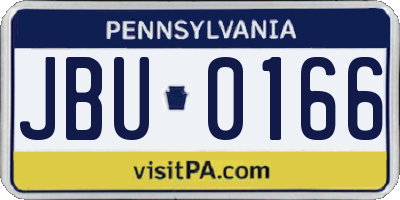 PA license plate JBU0166