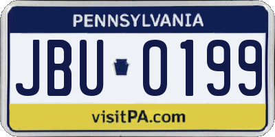 PA license plate JBU0199