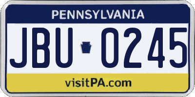 PA license plate JBU0245