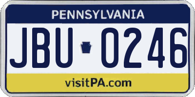 PA license plate JBU0246
