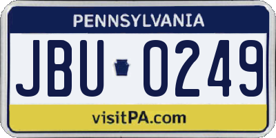 PA license plate JBU0249