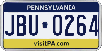 PA license plate JBU0264