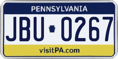PA license plate JBU0267