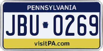 PA license plate JBU0269