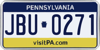 PA license plate JBU0271
