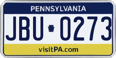 PA license plate JBU0273