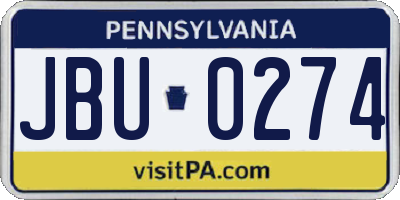 PA license plate JBU0274