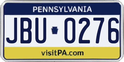 PA license plate JBU0276