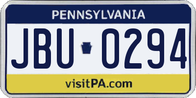 PA license plate JBU0294