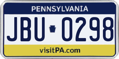 PA license plate JBU0298