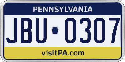 PA license plate JBU0307