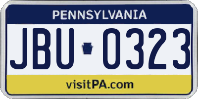 PA license plate JBU0323