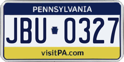 PA license plate JBU0327