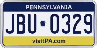 PA license plate JBU0329