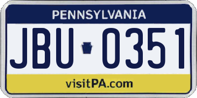 PA license plate JBU0351