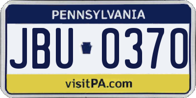 PA license plate JBU0370