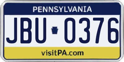 PA license plate JBU0376