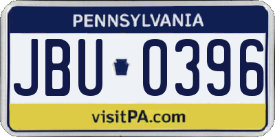 PA license plate JBU0396