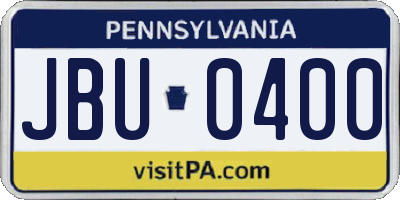 PA license plate JBU0400