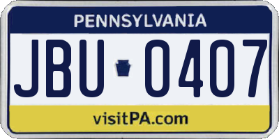 PA license plate JBU0407