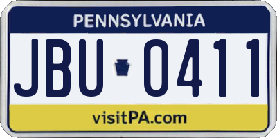PA license plate JBU0411