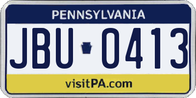 PA license plate JBU0413
