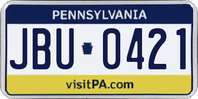 PA license plate JBU0421