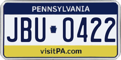 PA license plate JBU0422