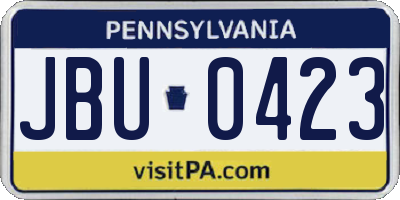 PA license plate JBU0423