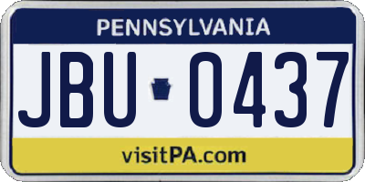 PA license plate JBU0437