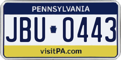 PA license plate JBU0443