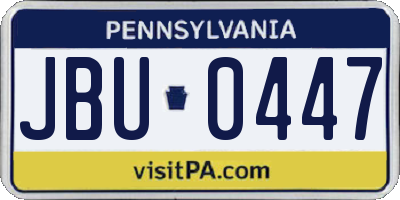 PA license plate JBU0447