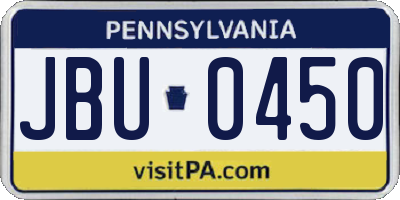 PA license plate JBU0450