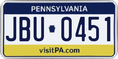 PA license plate JBU0451