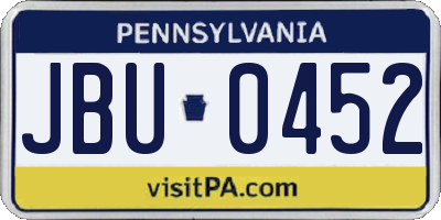 PA license plate JBU0452